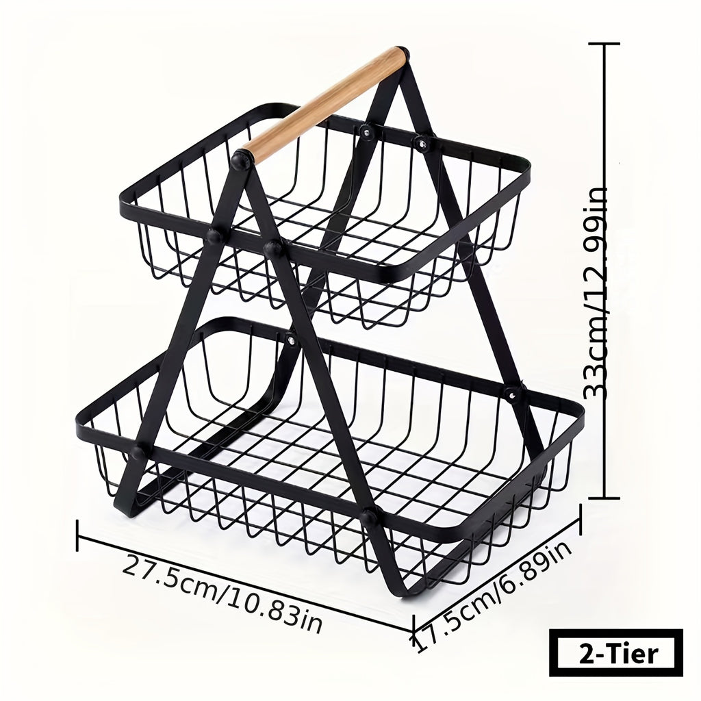 Heavy-Duty Iron Fruit Basket with Detachable Layers