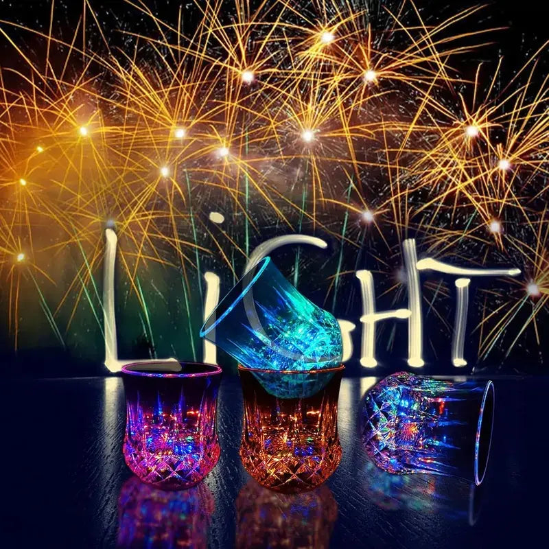 Multicolor LED Glowing Wine Glasses, Liquid-Activated Flashing Drinkware for Parties & Events, Stylish Drinkware Set of 2 Colorful LED Cups, Party Wine Glasses, Drinking Glasses