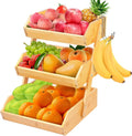 Natural Bamboo Fruit Basket 3 Tier for Kitchen Countertop Counter Top
