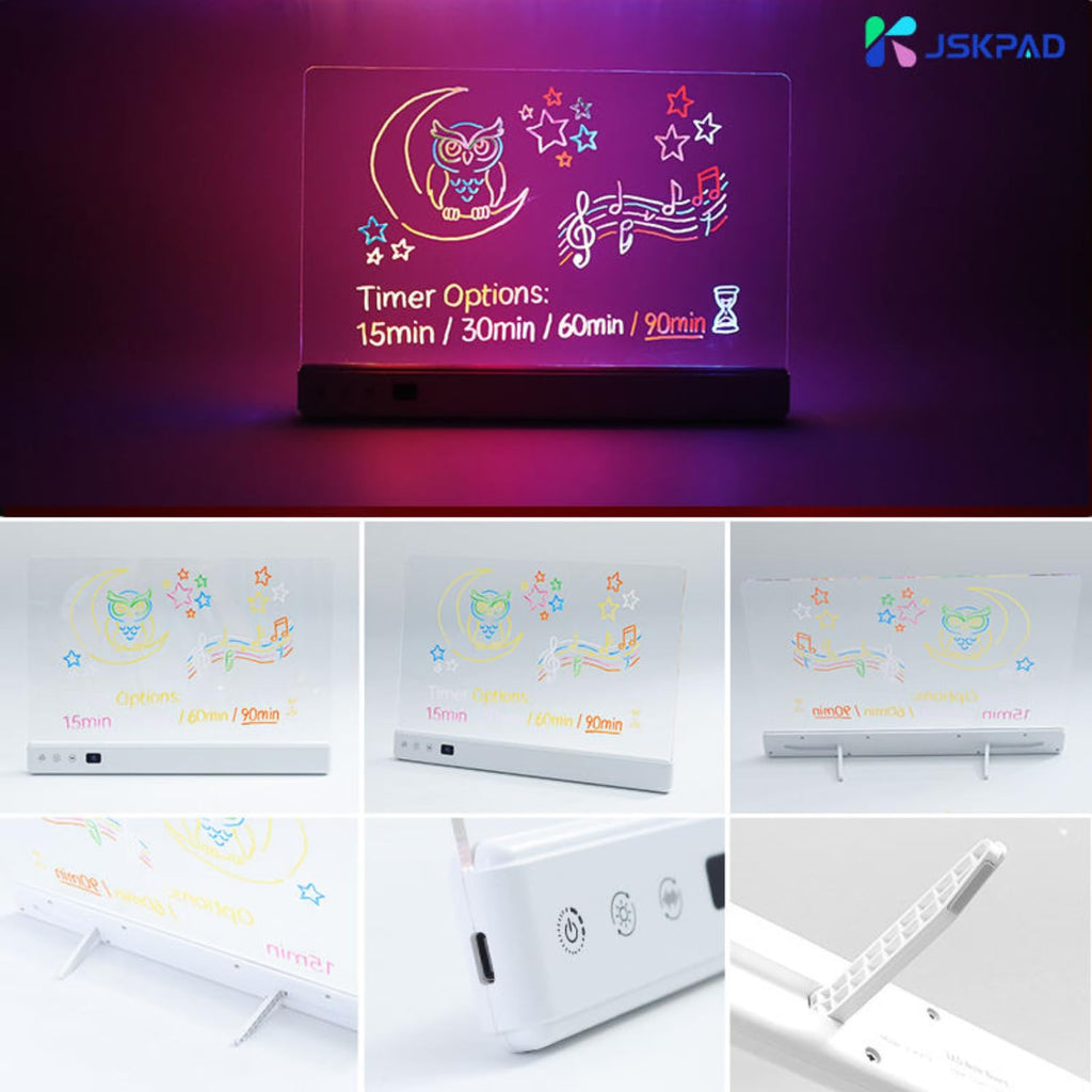 Glow LED Drawing Board with Music Sync & Foldable Stand, Light up Acrylic Note Board