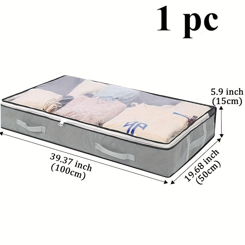 Under-Bed Storage Box with Flip-Top Lid - Durable Non-Woven Fabric Organizer for Blankets, Clothes & Bedding