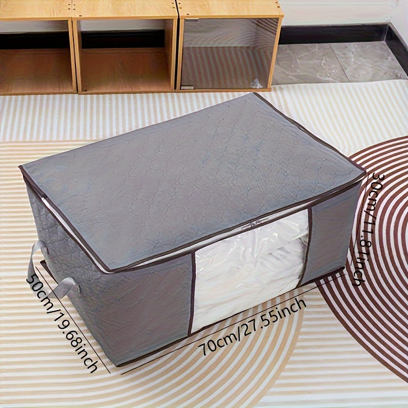 Large Non-Woven Fabric Clothes Storage Organizer Bag with Clear View Window & Secure Zipper Closure