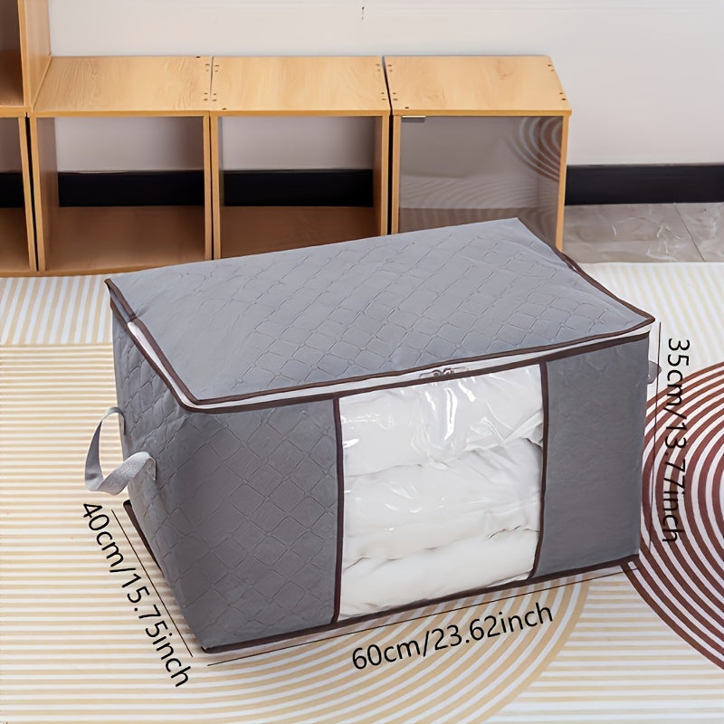 Large Non-Woven Fabric Clothes Storage Organizer Bag with Clear View Window & Secure Zipper Closure