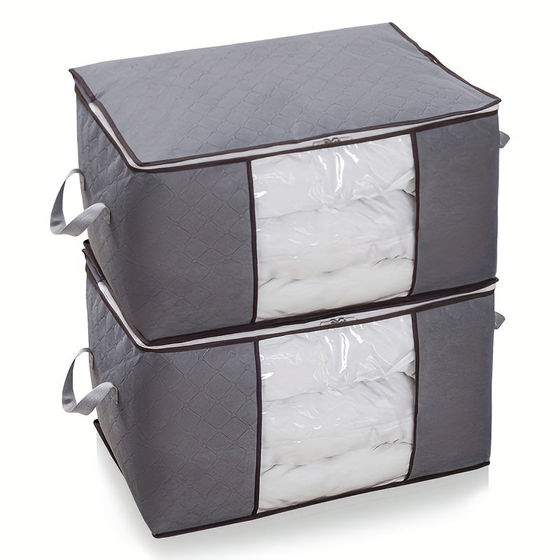 Large Non-Woven Fabric Clothes Storage Organizer Bag with Clear View Window & Secure Zipper Closure