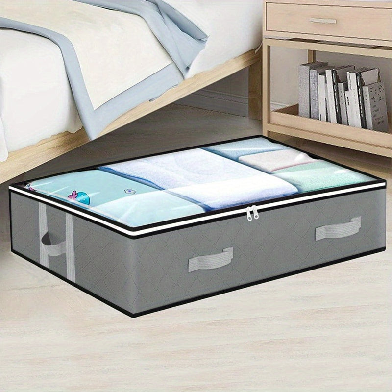 Under-Bed Storage Box with Flip-Top Lid - Durable Non-Woven Fabric Organizer for Blankets, Clothes & Bedding