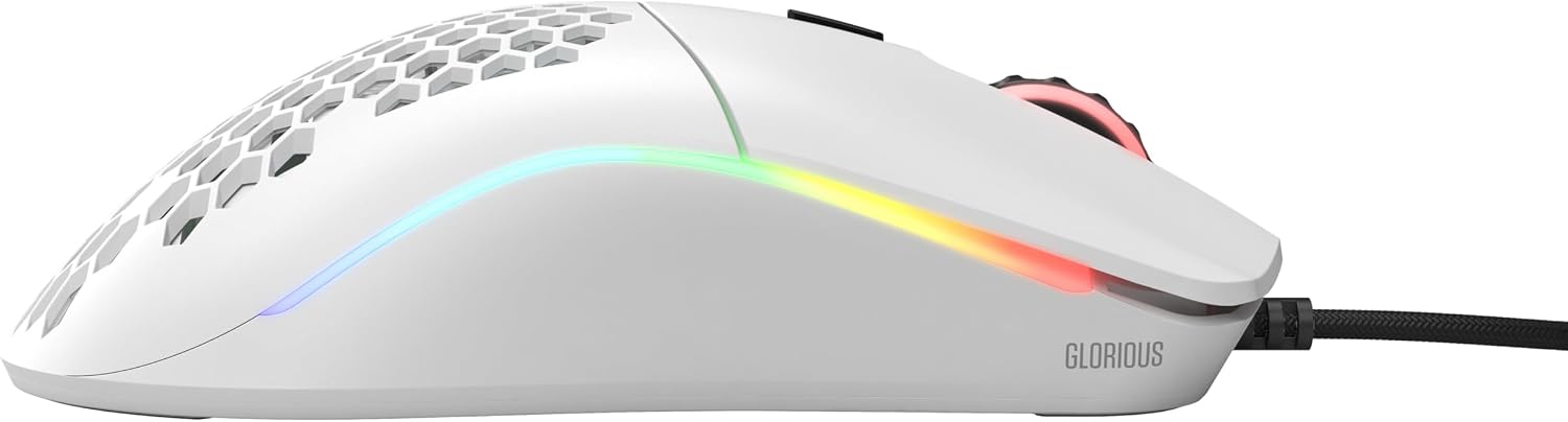 Model O Wired Gaming Mouse 67G Superlight Honeycomb Design, RGB, Pixart 3360 Sensor, Omron Switches, Ambidextrous - Matte White