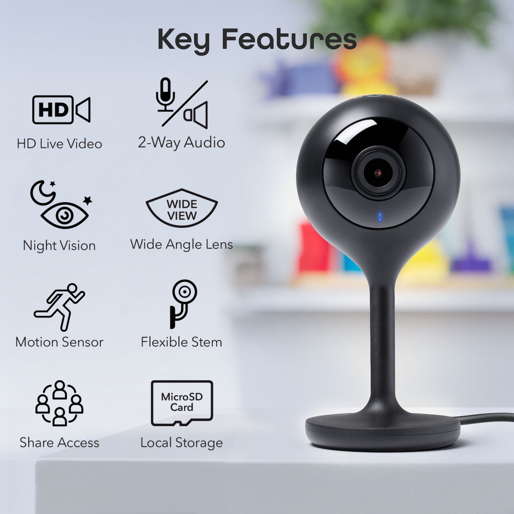 Look Indoor Home Security 1080P HD Video Surveillance Camera with Motion Detection, 2-Way Audio, Black