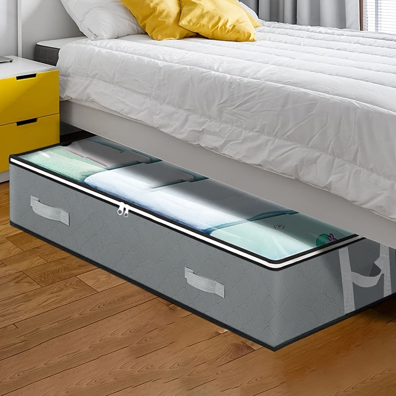 Under-Bed Storage Box with Flip-Top Lid - Durable Non-Woven Fabric Organizer for Blankets, Clothes & Bedding