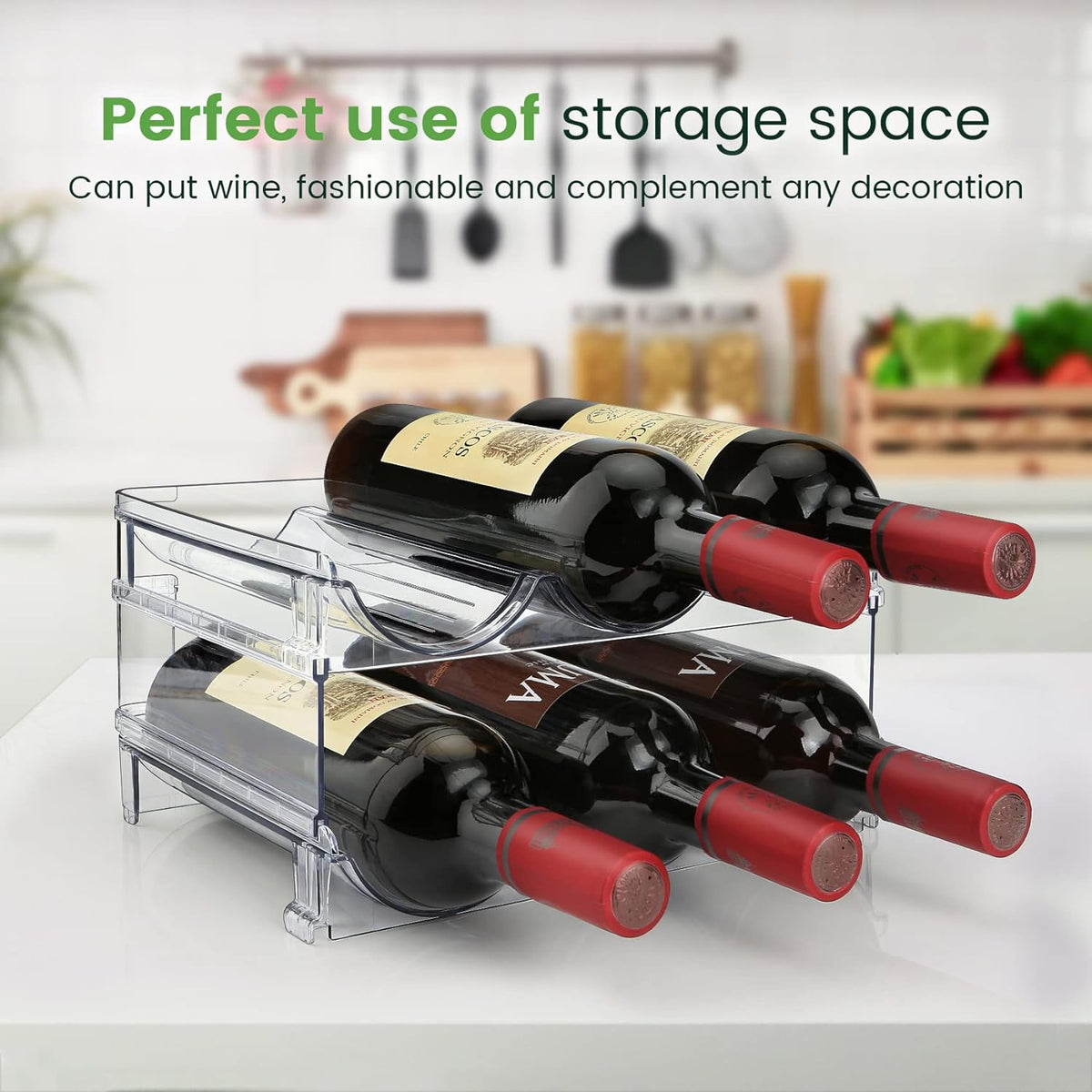 Water Bottle Organizer for Cabinet, Water Bottle Storage Organizer, 2 Packs Water Bottle Storage Rack, Water Bottle Holder for Cabinet, Stackable Water Bottle Storage Rack | 2 Packs Tumbler Organizer, Water Bottle Holder for Cabiner, Fridge, Kitchen, Desktop, Pantry