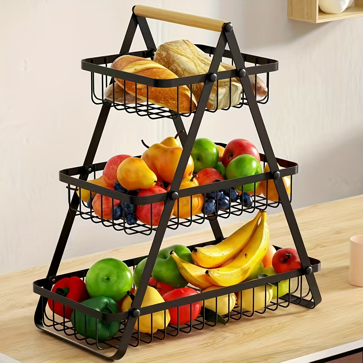 Heavy-Duty Iron Fruit Basket with Detachable Layers