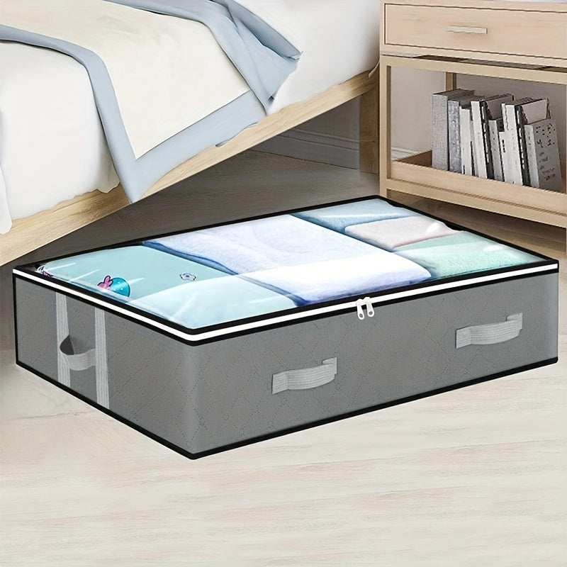 Under-Bed Storage Box with Flip-Top Lid - Durable Non-Woven Fabric Organizer for Blankets, Clothes & Bedding