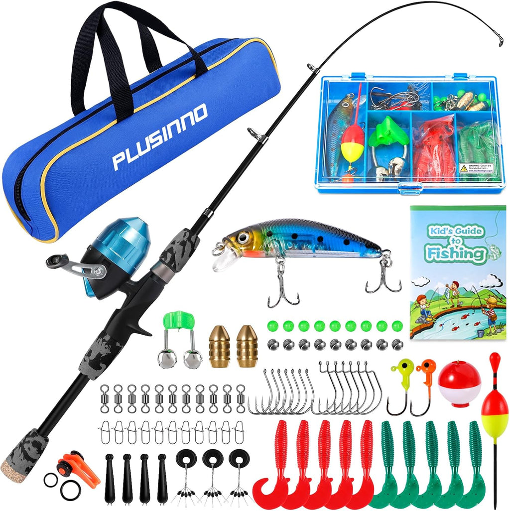Kids Fishing Pole with Spincast Reel Telescopic Fishing Rod Combo Full Kits for Boys, Girls, and Adults