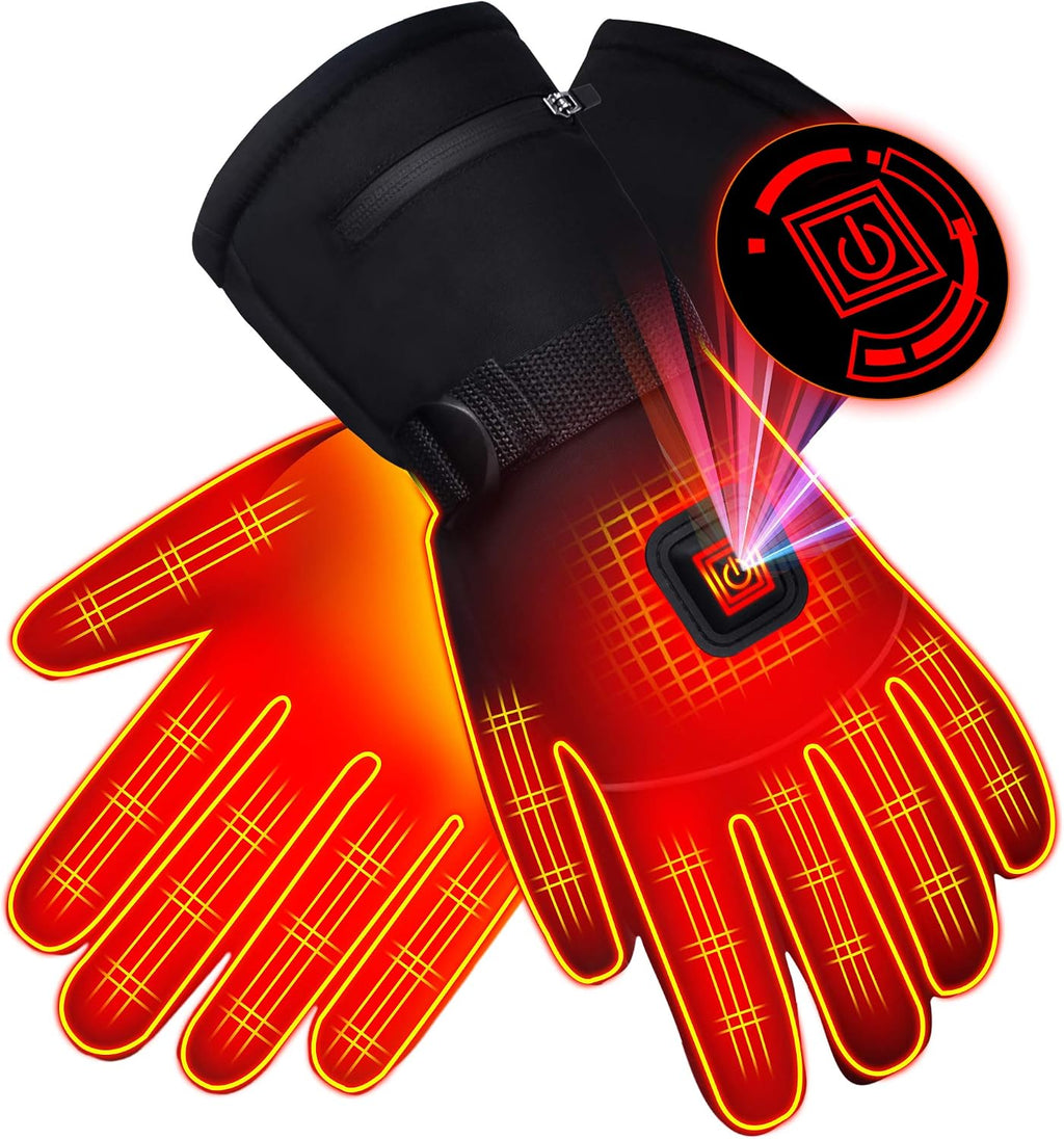 Spring Electric Rechargeable Battery Heated Gloves - Waterproof Touchscreen for Outdoor Sports, Hiking, Skiing, Running, Work
