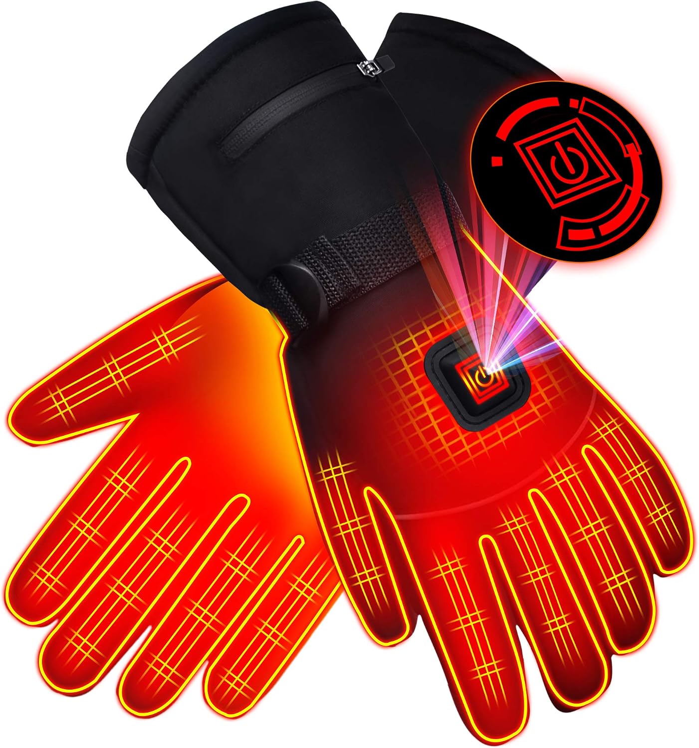 Spring Electric Rechargeable Battery Heated Gloves - Waterproof Touchscreen for Outdoor Sports, Hiking, Skiing, Running, Work
