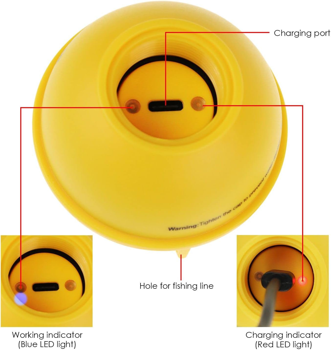 Portable Fish Finder Large HD Display Wireless Depth Finders for Boats with 147 Feet Depth Detection Sensor, Rechargeable Castable Fish Finder Display Fish, Temp