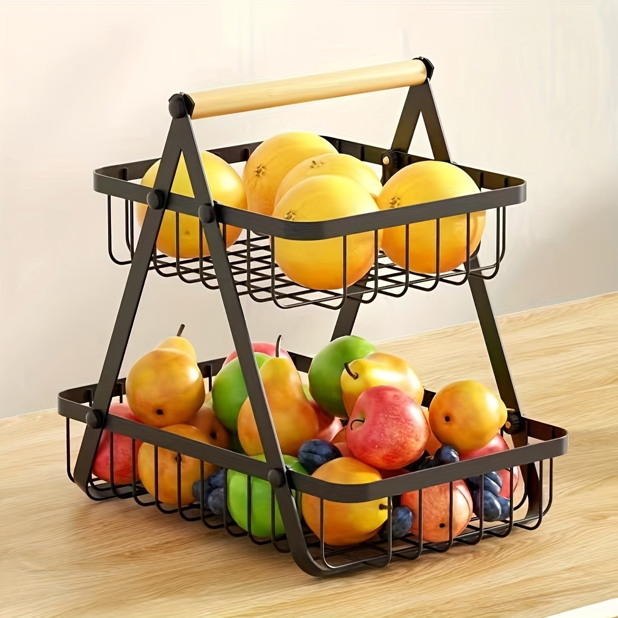 Heavy-Duty Iron Fruit Basket with Detachable Layers