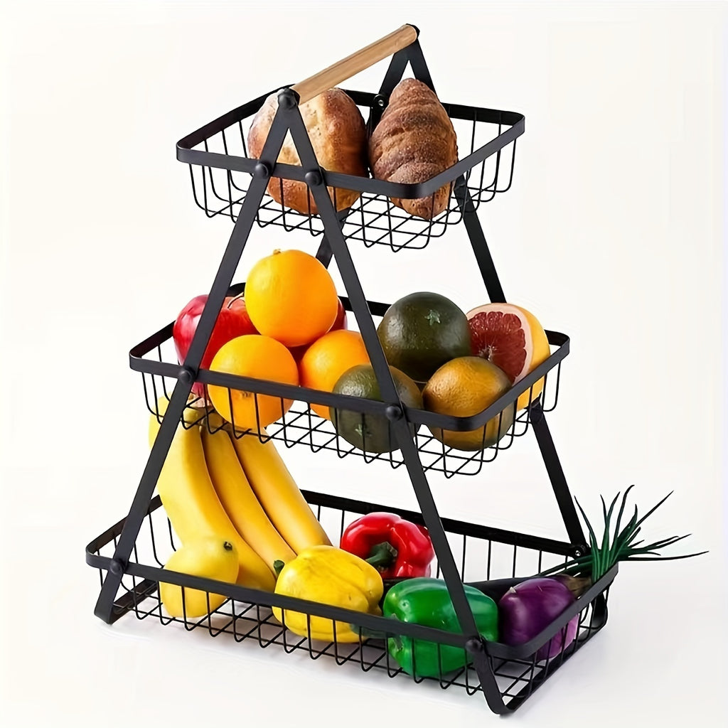 Heavy-Duty Iron Fruit Basket with Detachable Layers