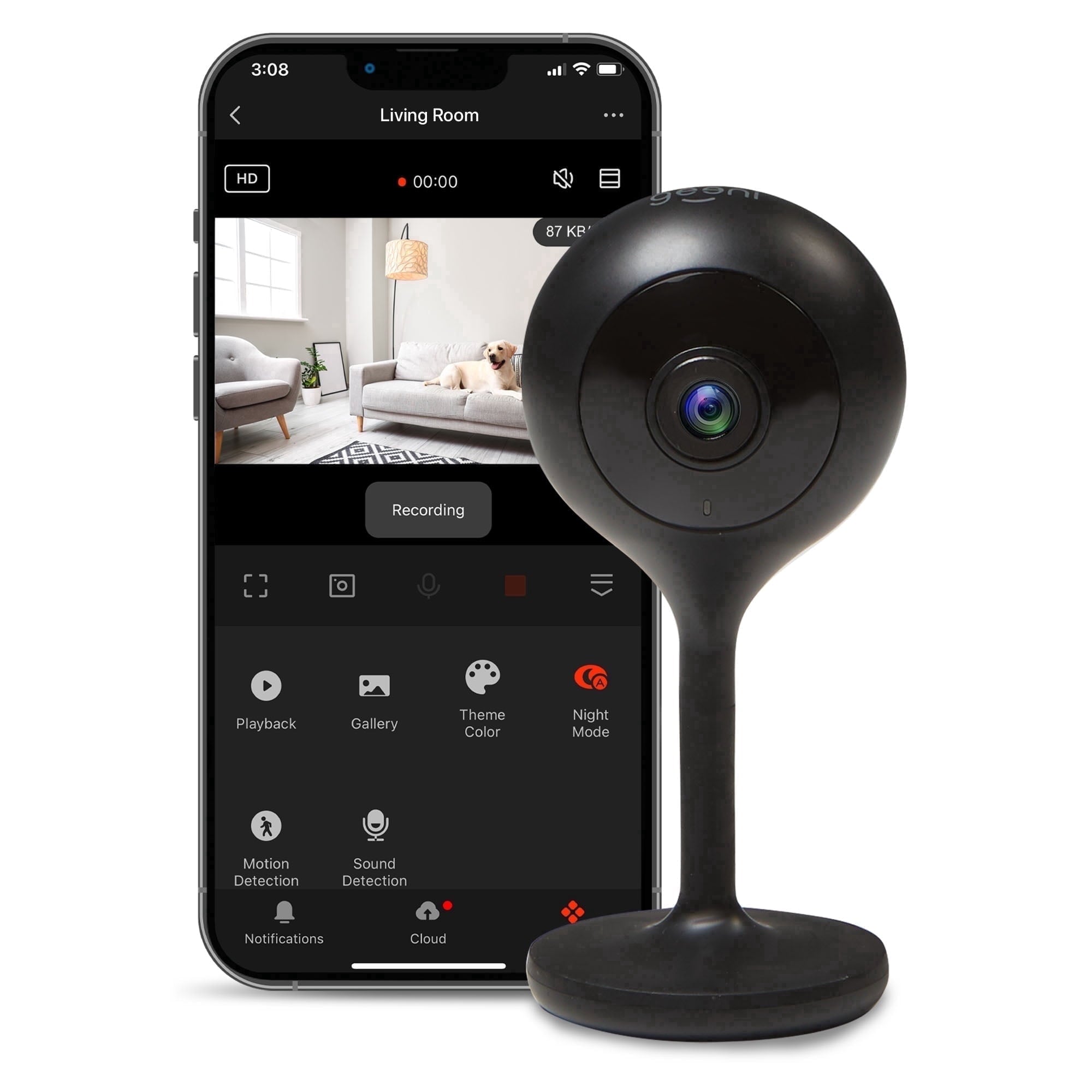 Look Indoor Home Security 1080P HD Video Surveillance Camera with Motion Detection, 2-Way Audio, Black
