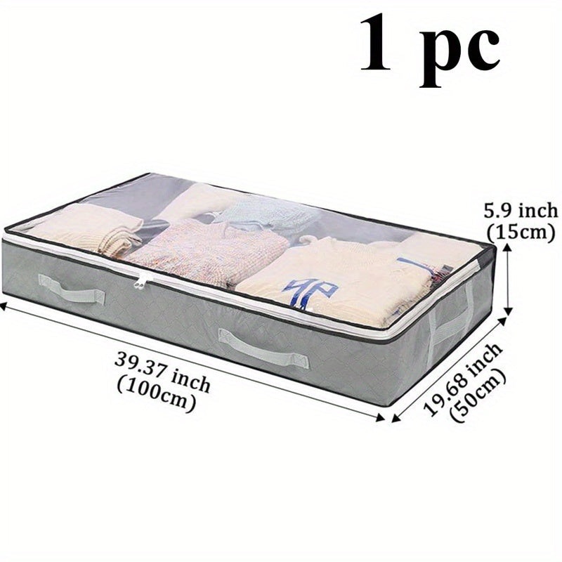 Under-Bed Storage Box with Flip-Top Lid - Durable Non-Woven Fabric Organizer for Blankets, Clothes & Bedding