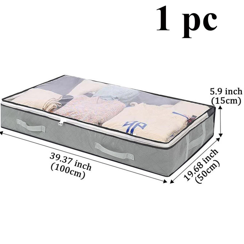 Under-Bed Storage Box with Flip-Top Lid - Durable Non-Woven Fabric Organizer for Blankets, Clothes & Bedding