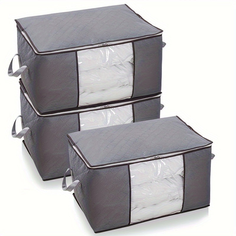 Large Non-Woven Fabric Clothes Storage Organizer Bag with Clear View Window & Secure Zipper Closure