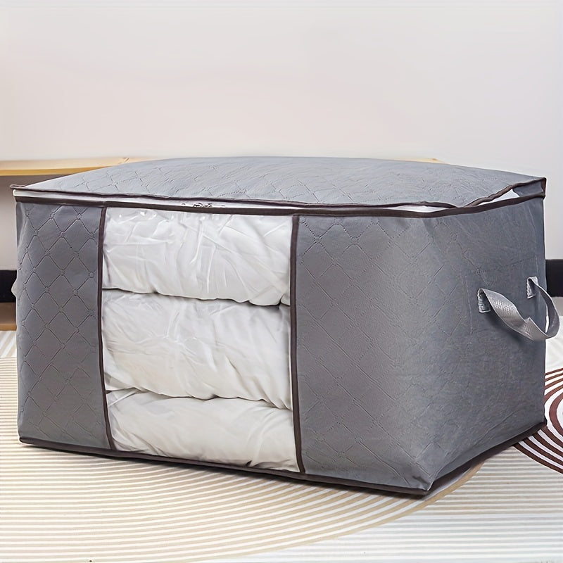 Large Non-Woven Fabric Clothes Storage Organizer Bag with Clear View Window & Secure Zipper Closure