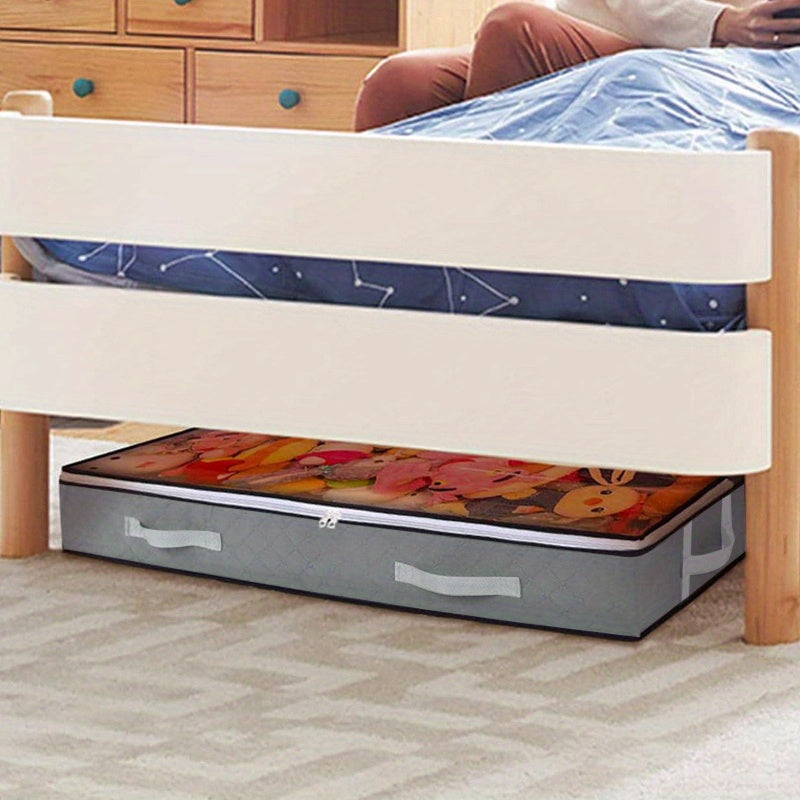 Under-Bed Storage Box with Flip-Top Lid - Durable Non-Woven Fabric Organizer for Blankets, Clothes & Bedding