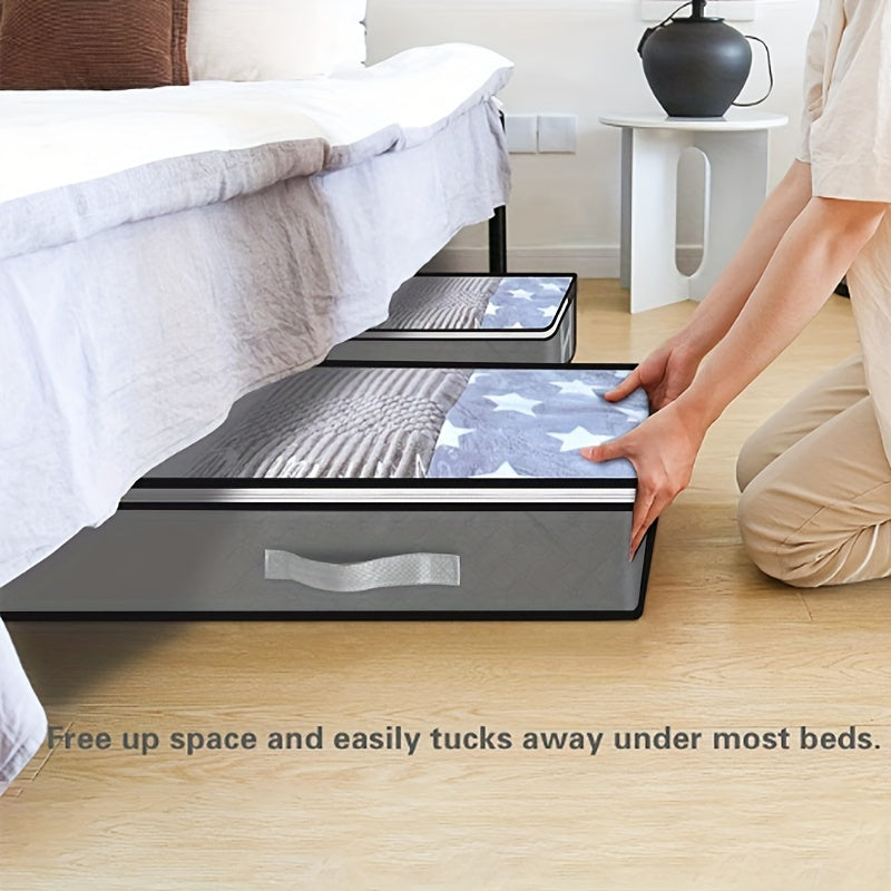 Under-Bed Storage Box with Flip-Top Lid - Durable Non-Woven Fabric Organizer for Blankets, Clothes & Bedding