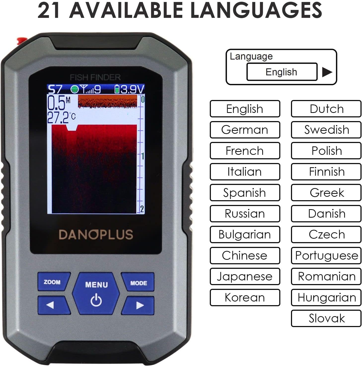Portable Fish Finder Large HD Display Wireless Depth Finders for Boats with 147 Feet Depth Detection Sensor, Rechargeable Castable Fish Finder Display Fish, Temp
