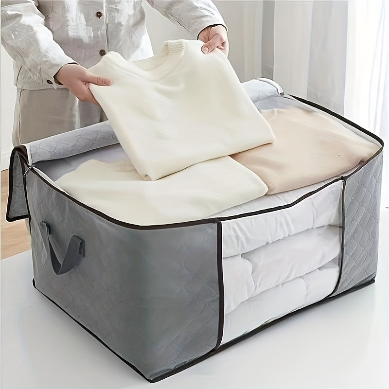 Large Non-Woven Fabric Clothes Storage Organizer Bag with Clear View Window & Secure Zipper Closure