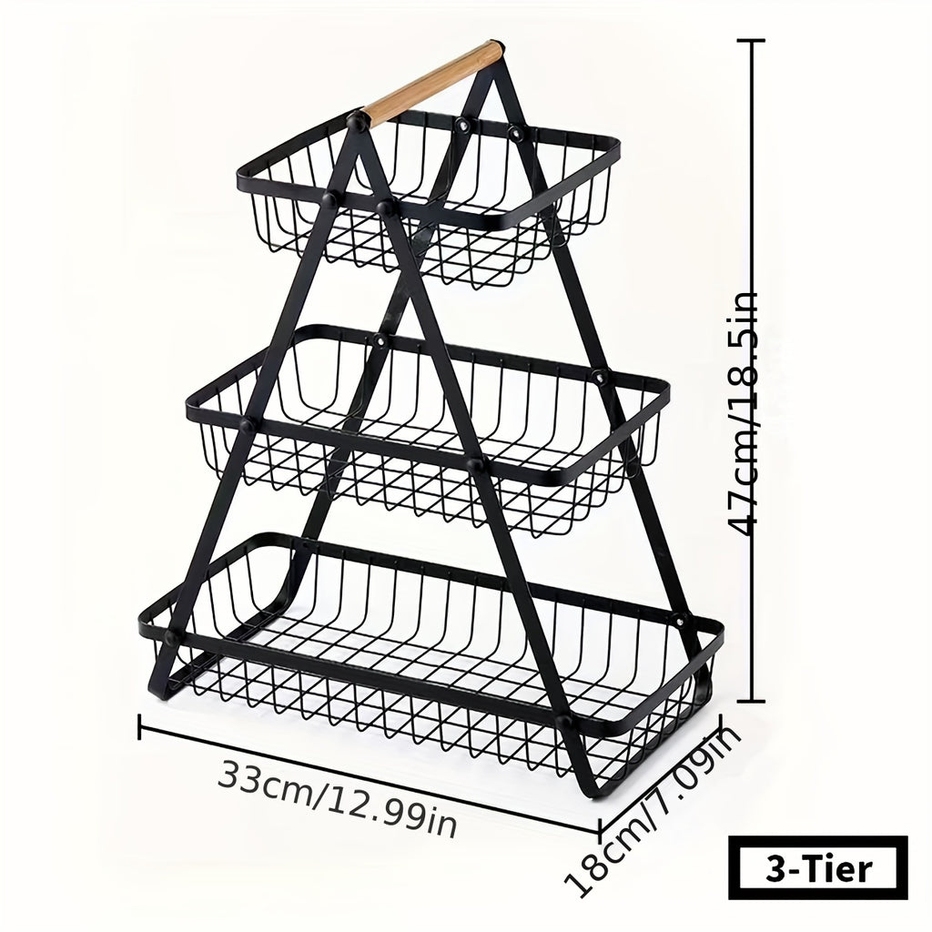 Heavy-Duty Iron Fruit Basket with Detachable Layers