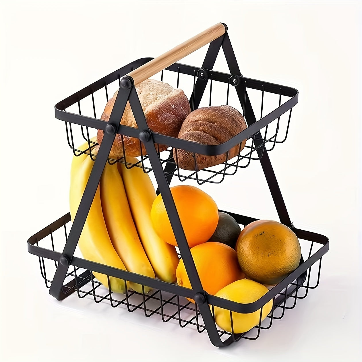 Heavy-Duty Iron Fruit Basket with Detachable Layers
