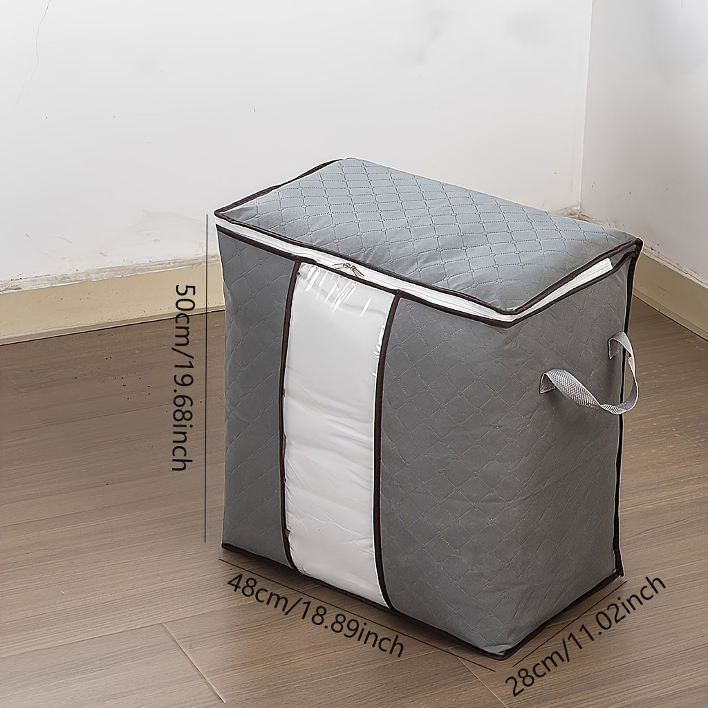 Large Non-Woven Fabric Clothes Storage Organizer Bag with Clear View Window & Secure Zipper Closure