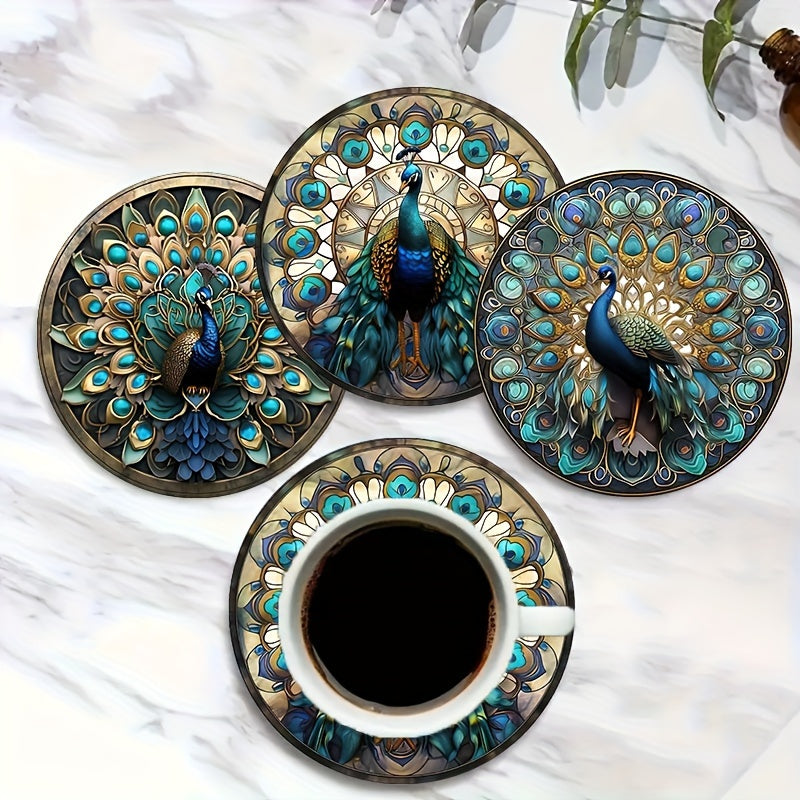 Insulation Peacock Coaster Set