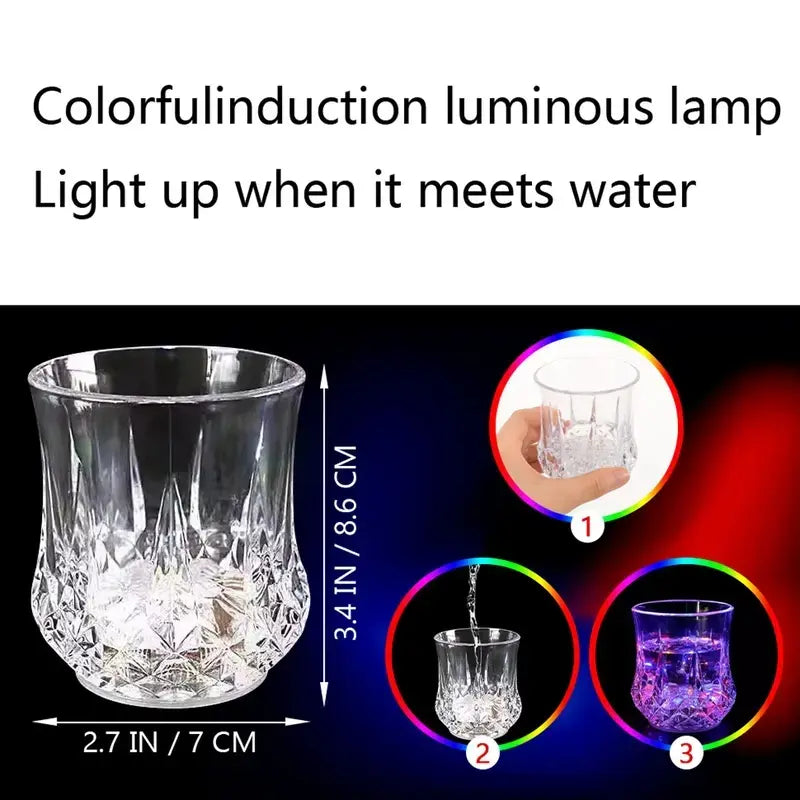 Multicolor LED Glowing Wine Glasses, Liquid-Activated Flashing Drinkware for Parties & Events, Stylish Drinkware Set of 2 Colorful LED Cups, Party Wine Glasses, Drinking Glasses