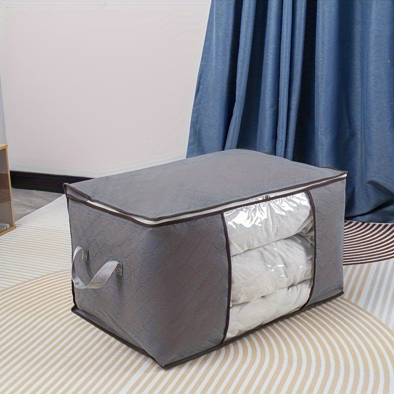 Large Non-Woven Fabric Clothes Storage Organizer Bag with Clear View Window & Secure Zipper Closure
