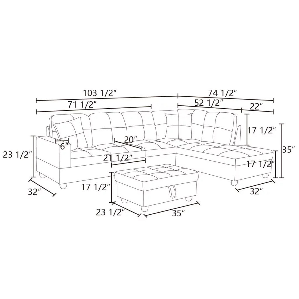 Convertible Sectional Sofa, L Shaped Couch for Small Space Living Room