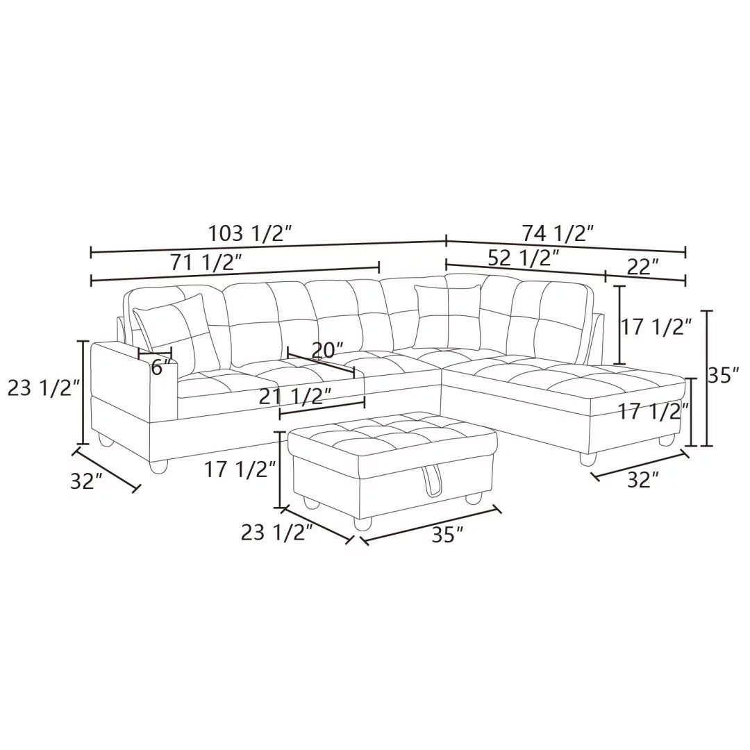 Convertible Sectional Sofa, L Shaped Couch for Small Space Living Room