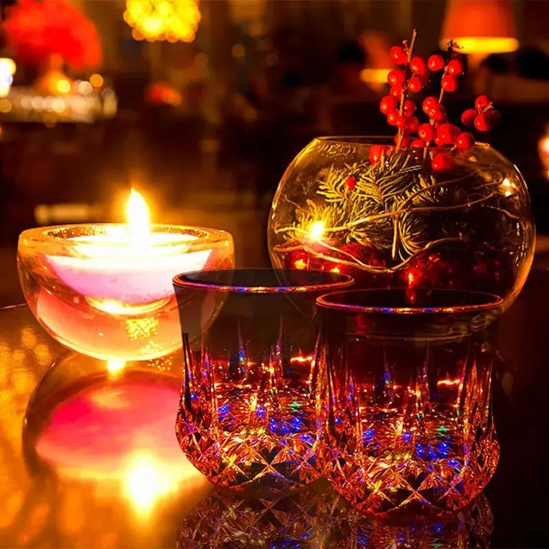 Multicolor LED Glowing Wine Glasses, Liquid-Activated Flashing Drinkware for Parties & Events, Stylish Drinkware Set of 2 Colorful LED Cups, Party Wine Glasses, Drinking Glasses