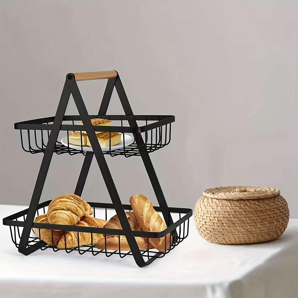 Heavy-Duty Iron Fruit Basket with Detachable Layers