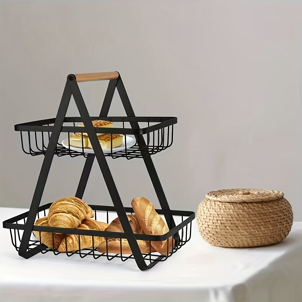 Heavy-Duty Iron Fruit Basket with Detachable Layers