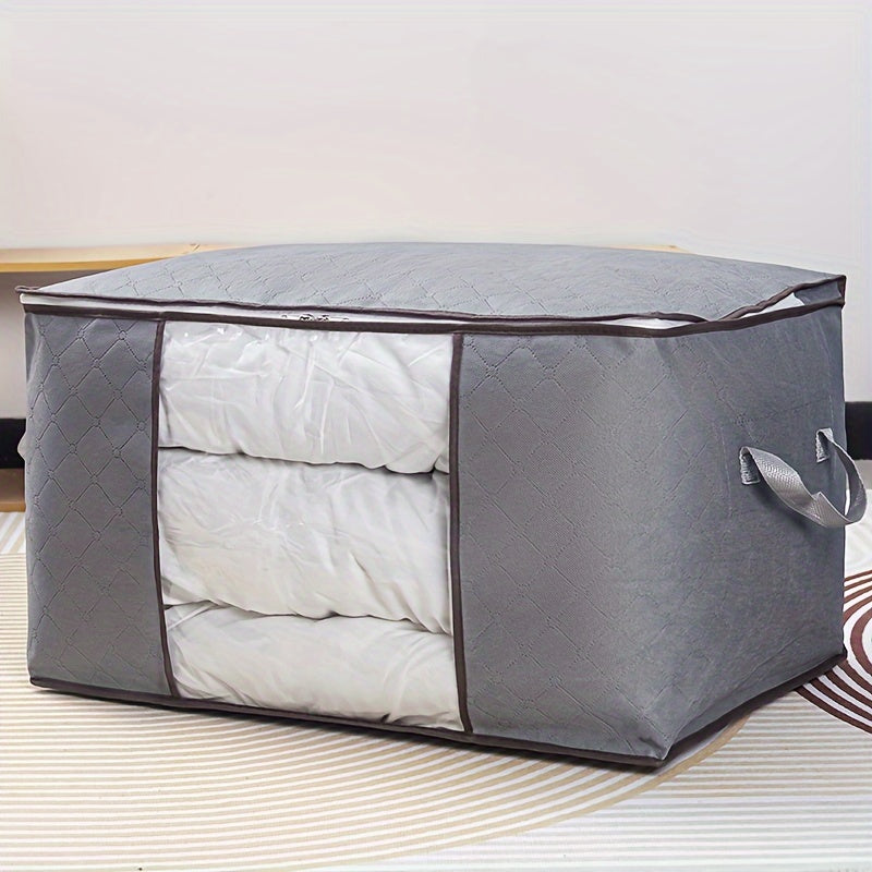 Large Non-Woven Fabric Clothes Storage Organizer Bag with Clear View Window & Secure Zipper Closure