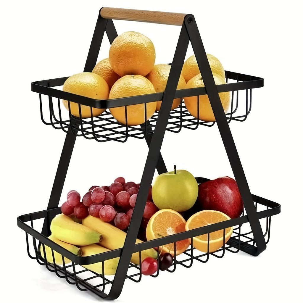 Heavy-Duty Iron Fruit Basket with Detachable Layers
